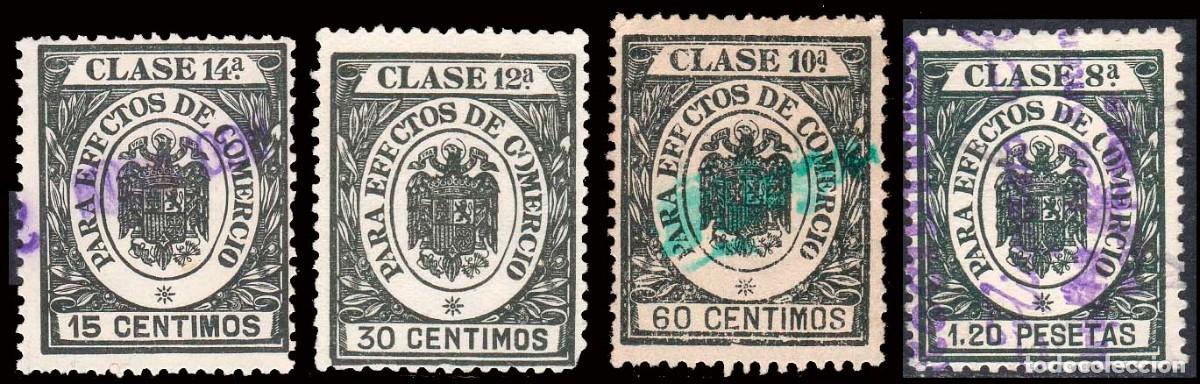 Sellos: Espa&ntilde;a - Fiscales -Timbres Efectos Comercio - Alemany o 190+192+194+196 - 1945/53