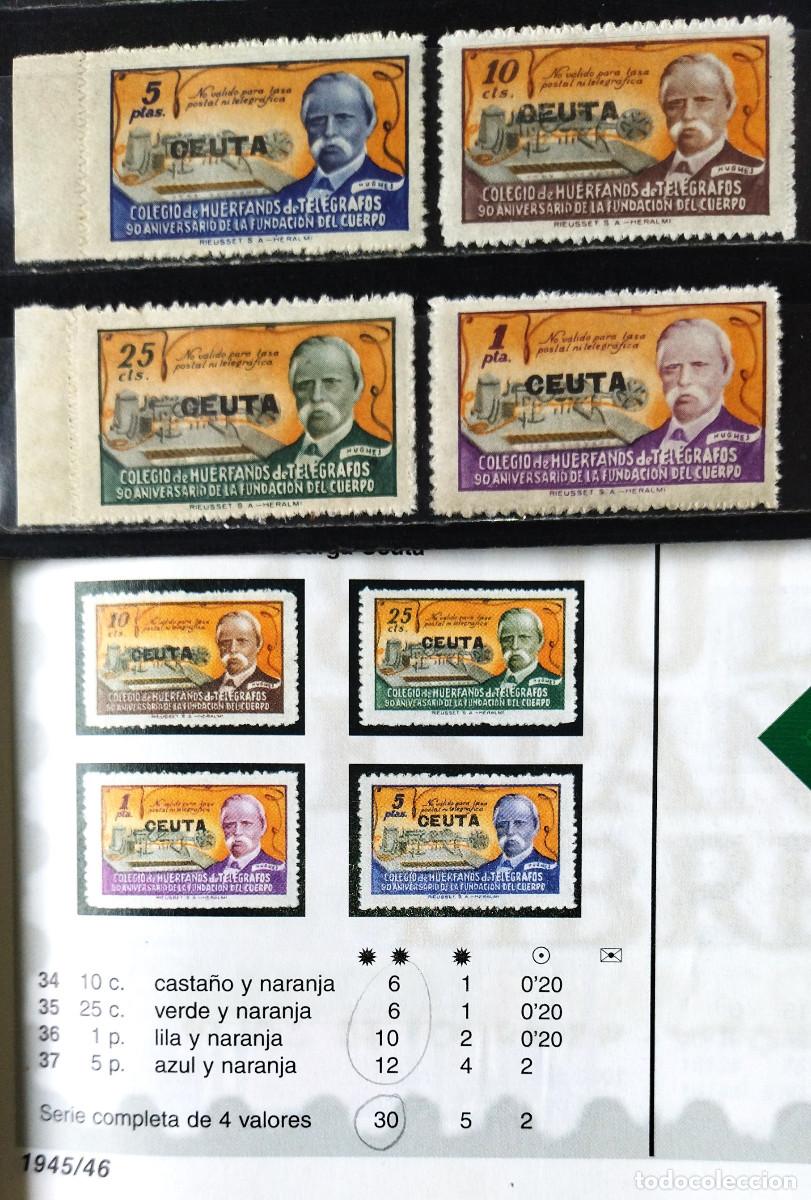 Sellos: 5936- SERIE COMPLETA SELLOS SOBRECARGA CEUTA 30,00&euro; BENEFICENCIA HU&Eacute;RFANOS TEL&Eacute;GRAFOS 1945 N&ordm; 34/3