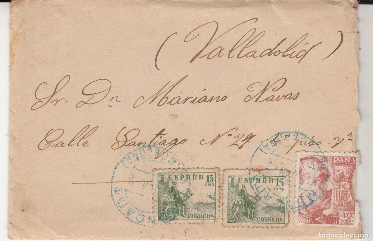Sellos: 1940 - CARTA A VALLADOLID CON MATASELLOS AZUL DE MONTCADA I REIXAC