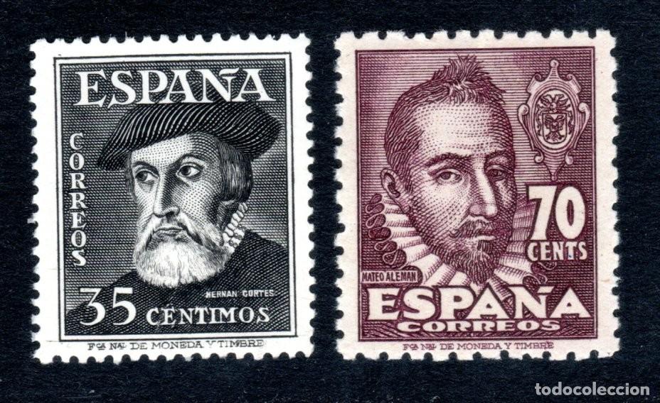 Sellos: EDIFIL 1035-1036 PERSONAJES 1948. H. CORT&Eacute;S Y M. ALEM&Aacute;N (SERIE COMPLETA). MNH ** (SALIDA: 0,01 &euro;).