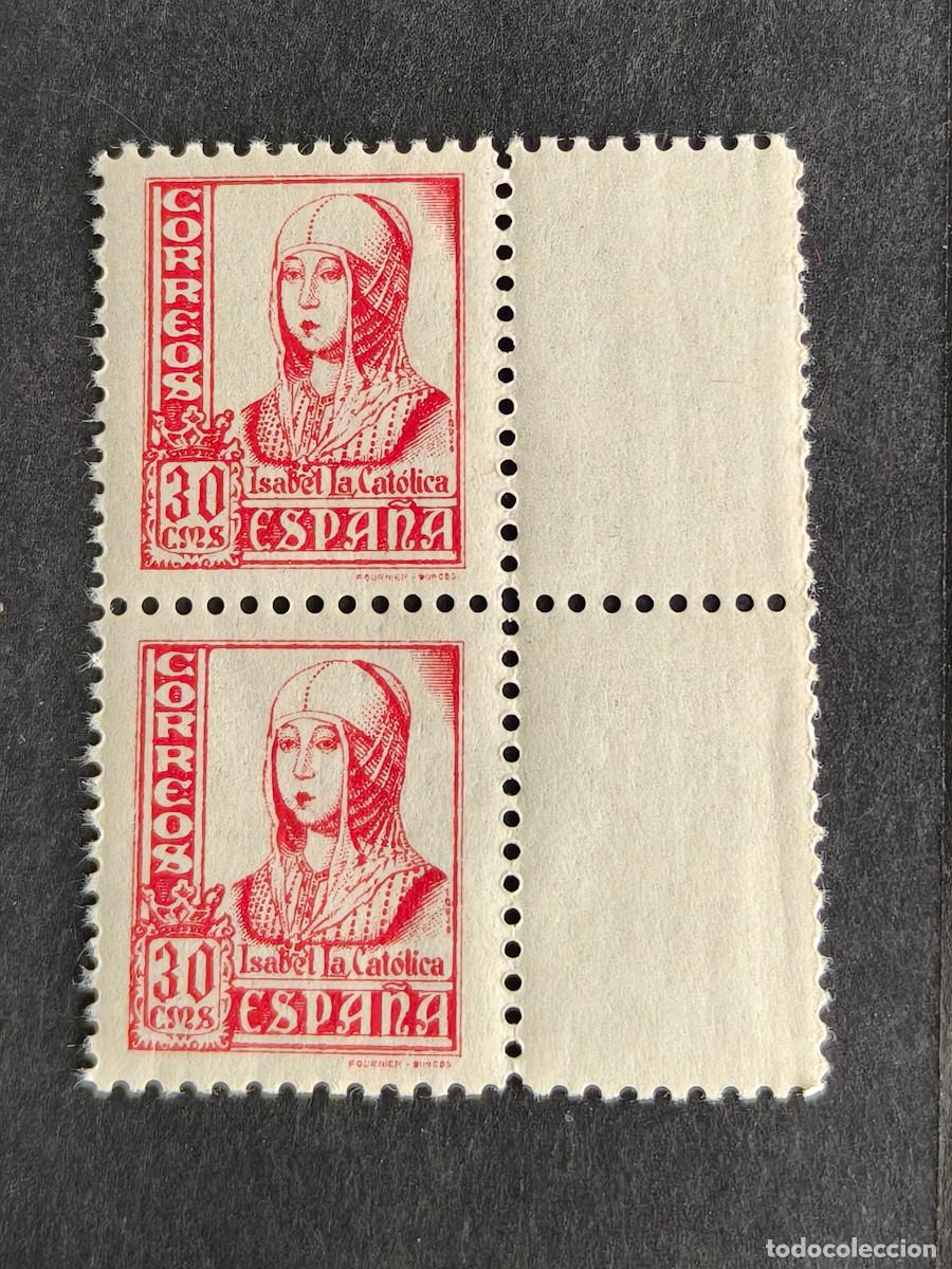 Sellos: Espa&ntilde;a 2 Sellos ISABEL CATOLICA 30 CTS edifil 823A sellos NUEVOS *** LUJO BORDE HOJA