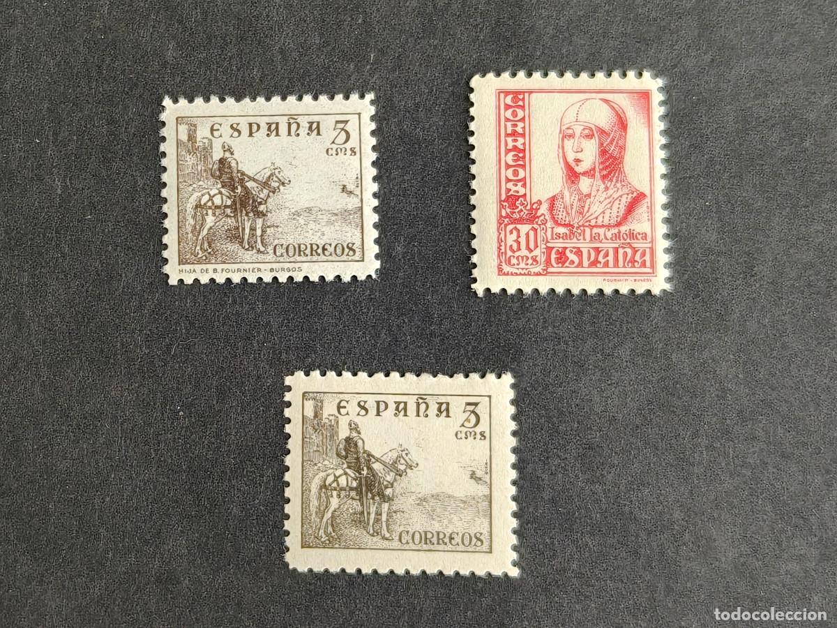 Sellos: Espa&ntilde;a 3 Sellos ISABEL CATOLICA, CID 30 CTS edifil 816A/B 823A sellos NUEVOS *** LUJO VARIEDADES