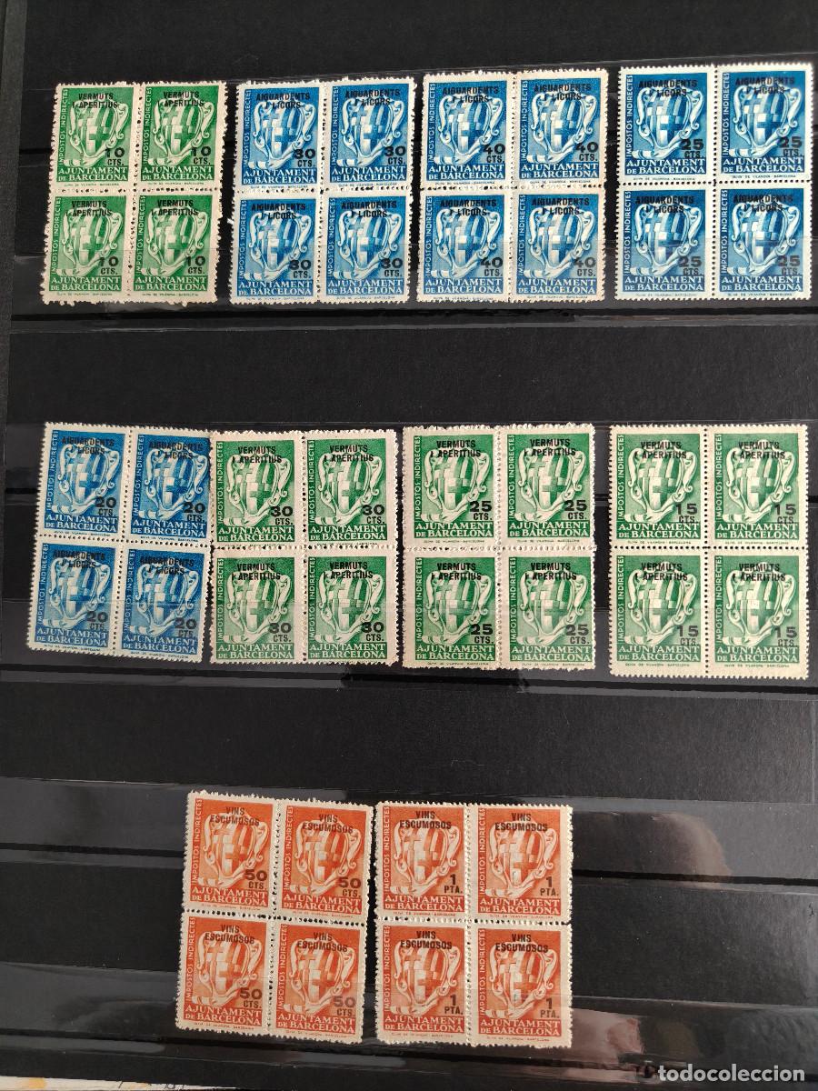 Sellos: Espa&ntilde;a lote 40 Sellos BARCELONA IMPUESTOS LICORE taxas Serie Completa sellos NUEVO* a&ntilde;os 40s