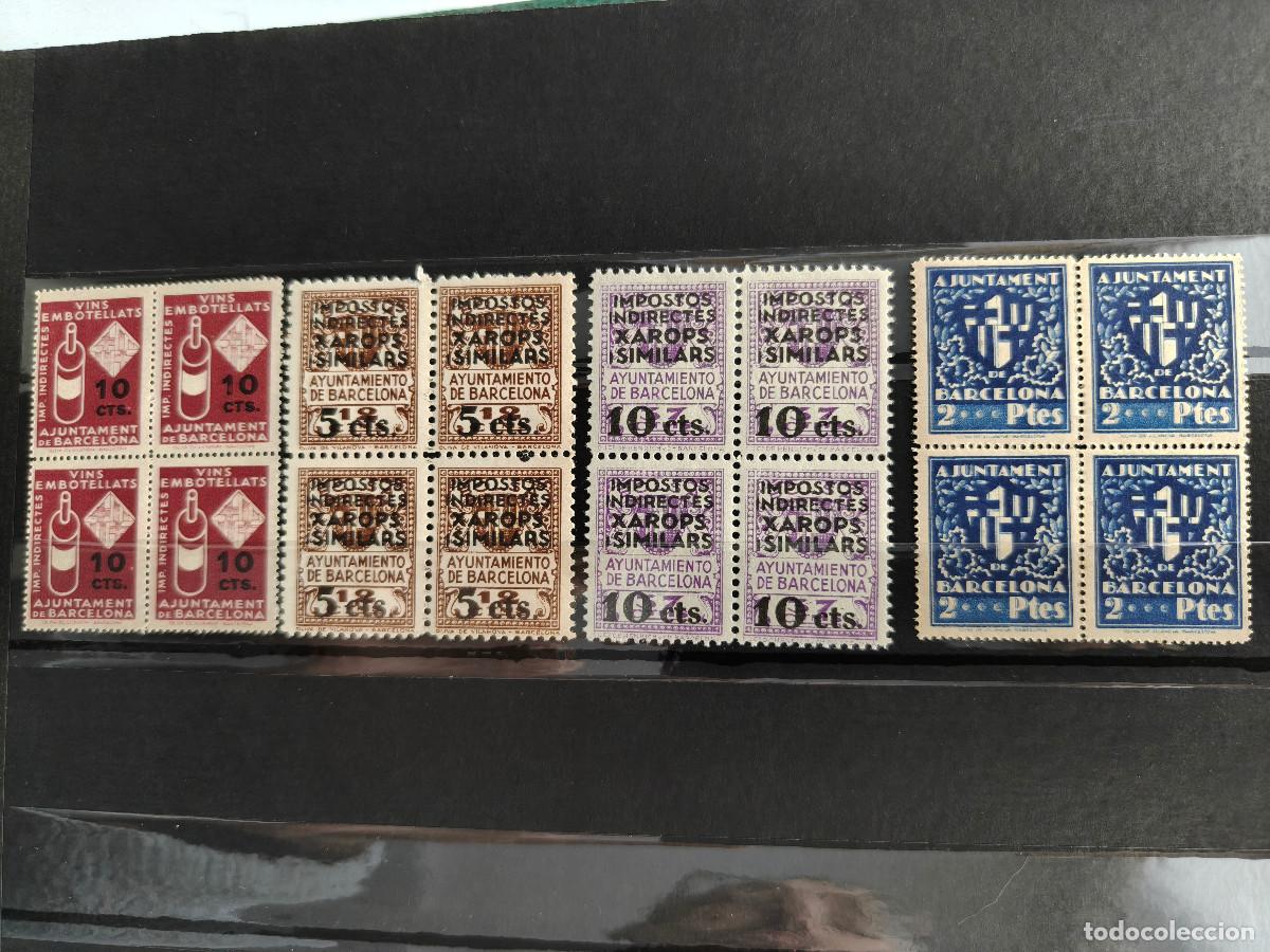 Sellos: Espa&ntilde;a lote 16 Sellos BARCELONA IMPUESTOS LICOREs taxas Serie Completa sellos NUEVO* a&ntilde;os 40s