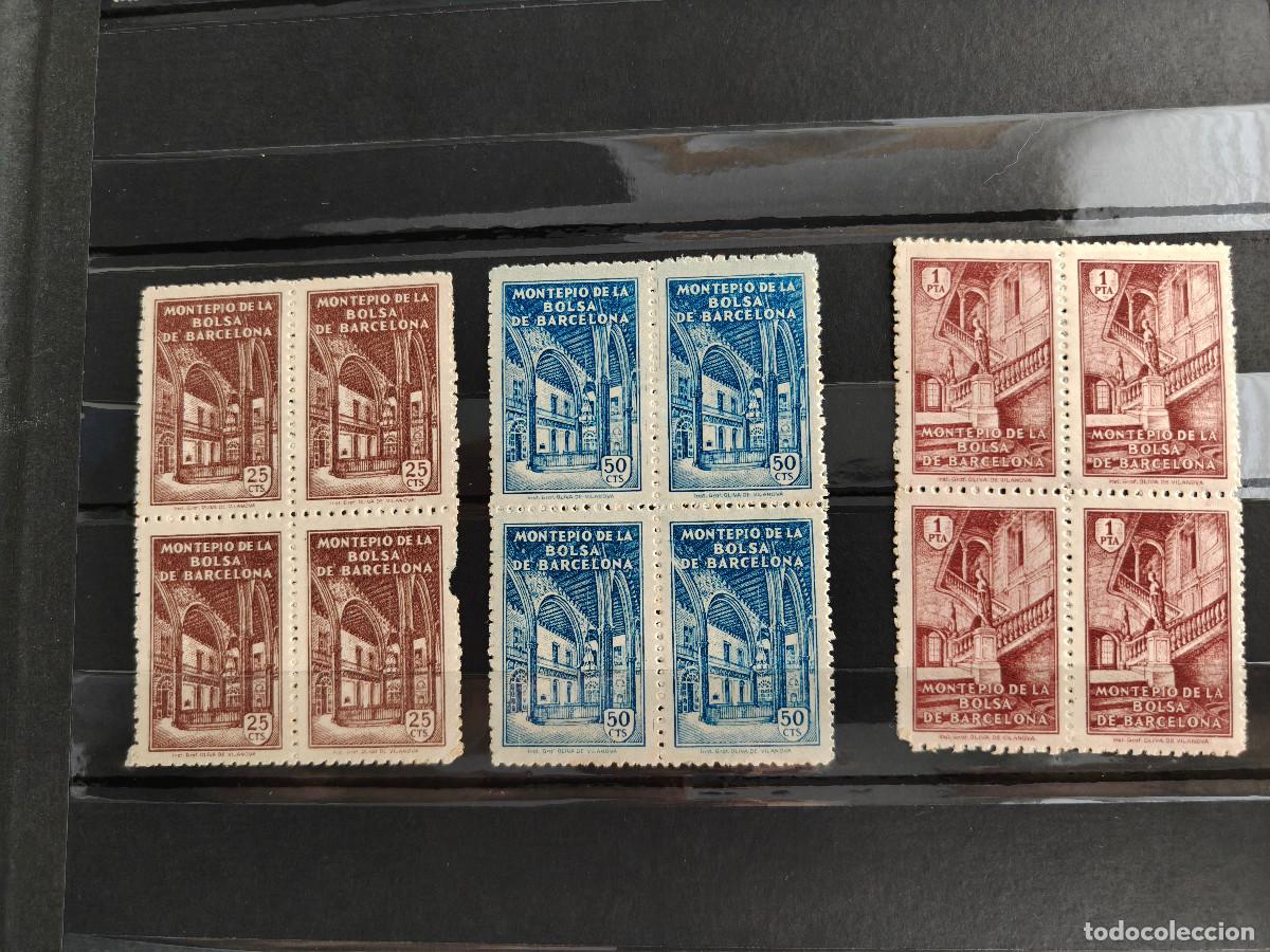 Sellos: Espa&ntilde;a lote 12 Sellos BARCELONA Montepio Bolsa De barcelona taxas Serie Completa sellos NUEVO*