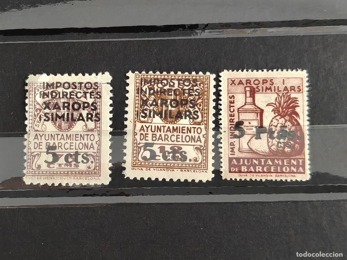 Sellos: Espa&ntilde;a lote 3 Sellos BARCELONA taxas Bolsa De barcelona taxas Serie Completa sellos NUEVO*