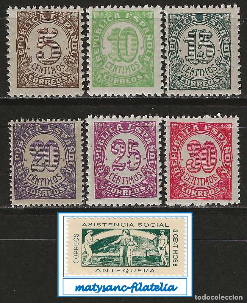 Stamps: ESPA&Ntilde;A 1938. EDIFIL 745/750. SERIE COMPLETA &rdquo;CIFRAS&rdquo; PAPEL GRIS. MNH***