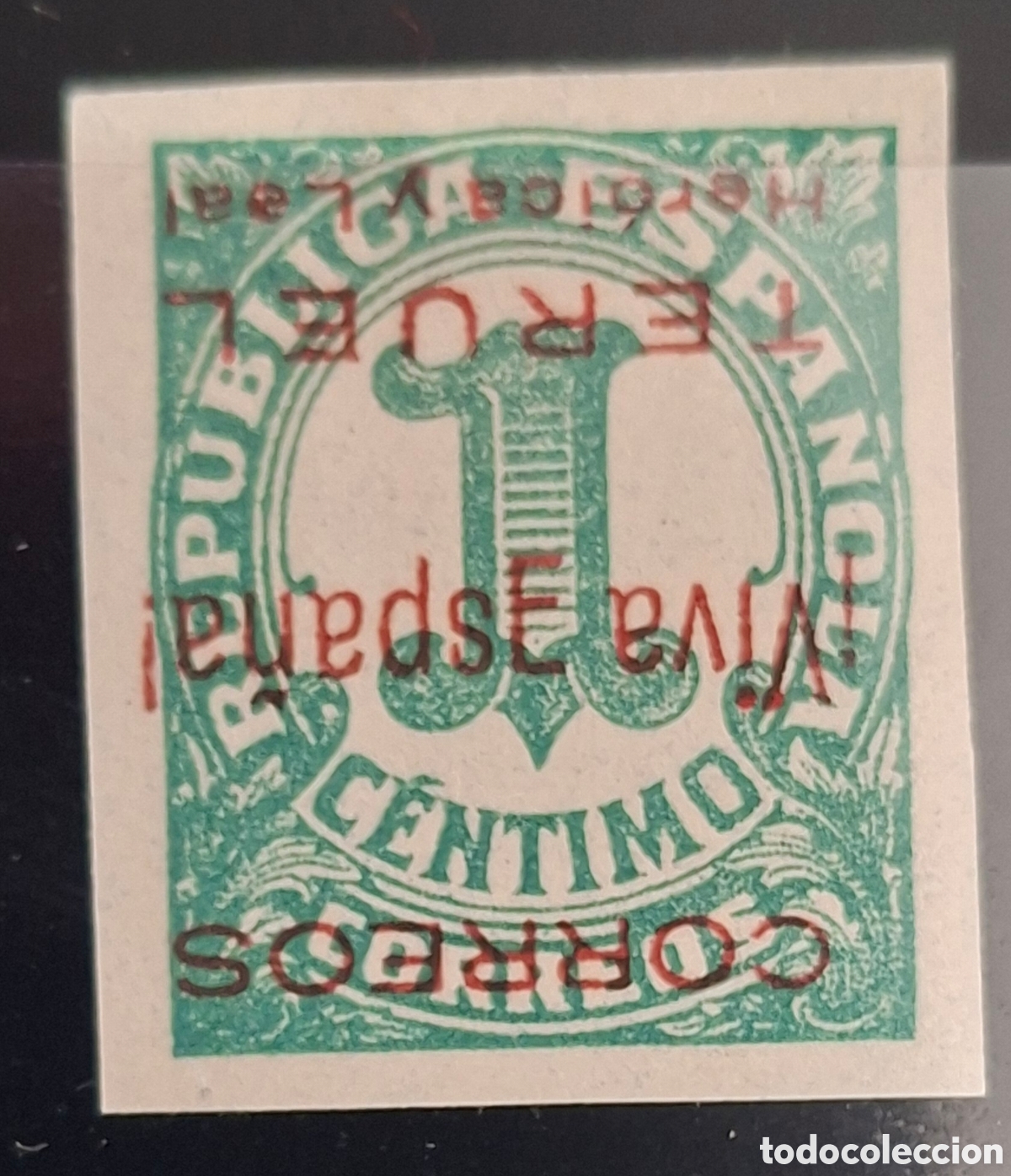 Sellos: Emisiones patrioticas Teruel habilitacion invertida y E de Espa&ntilde;a invertida Nuevo *