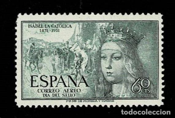 Sellos: ESPA&Ntilde;A Isabel la Catolica AEREA Edifil n&ordm; 1097 Valor 60 cts Color VERDE SIN fijasellos VER