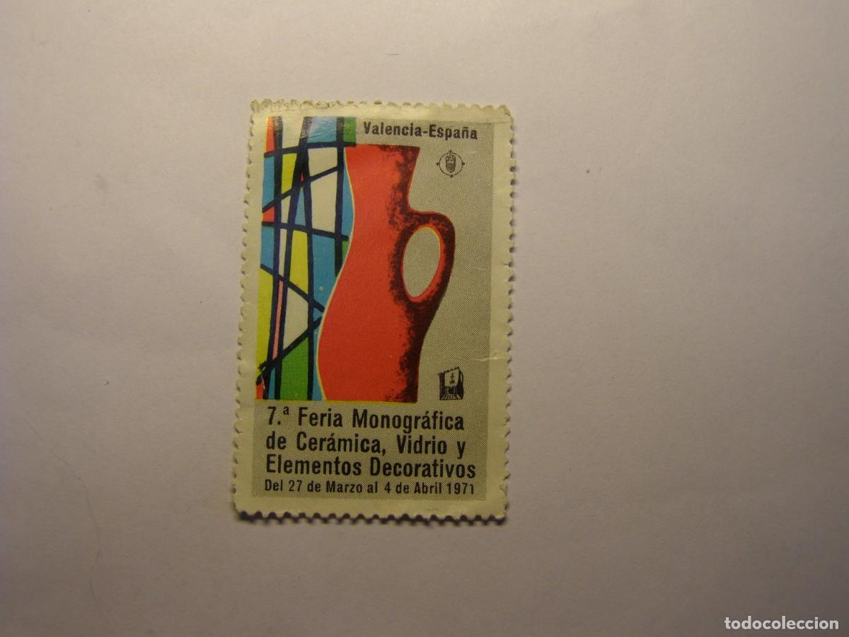 Sellos: Vi&ntilde;eta feria cer&aacute;mica vidrio, Valencia, a&ntilde;o 1971.