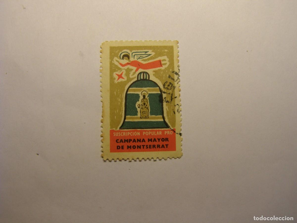 Sellos: Vi&ntilde;eta templo pro campana mayor, Montserrat, a&ntilde;os 50-60.