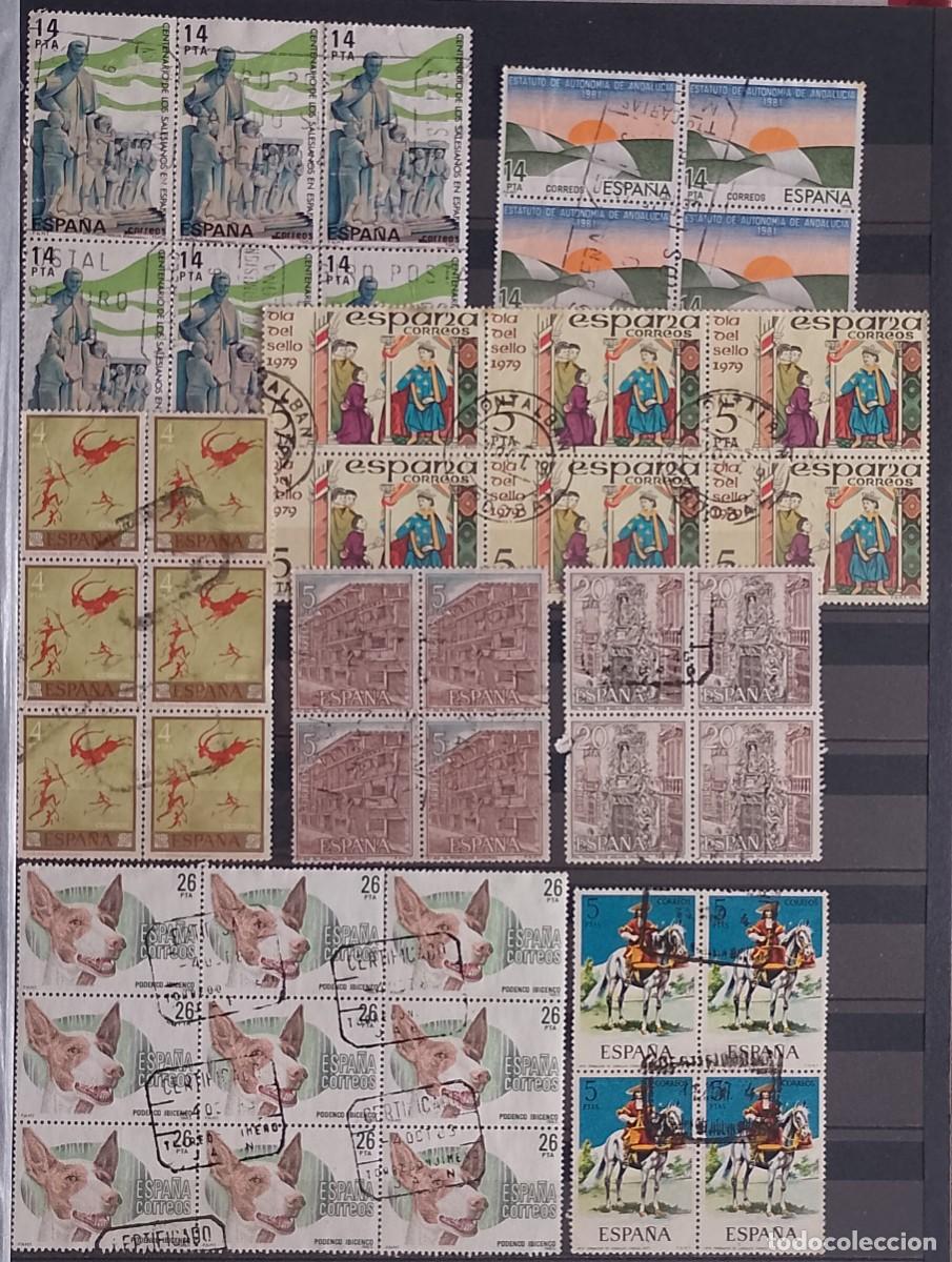 Sellos: LOTE DE 43 SELLOS DE ESPA&Ntilde;A EN 8 BLOQUES CIRCULADOS