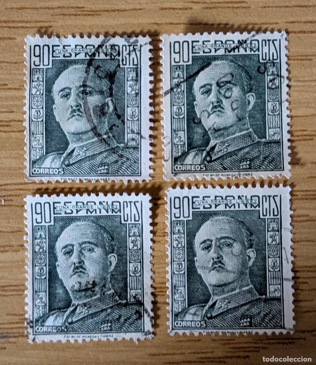 Sellos: Lote 4 sellos del General Franco 90 cts