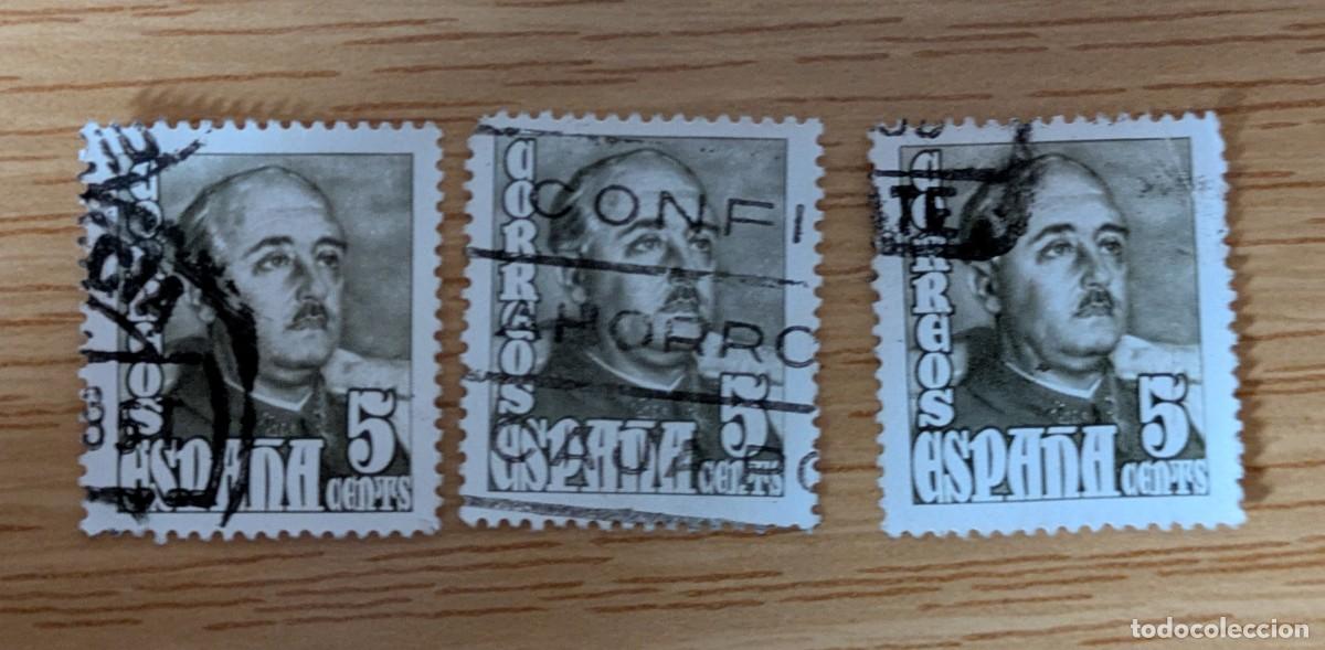 Sellos: Lote 3 sellos del General Franco 5 cts