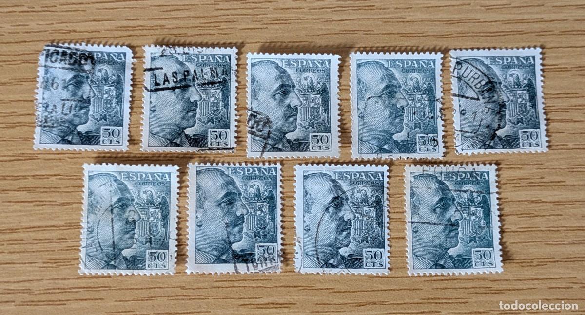 Sellos: Lote 9 sellos del General Franco 50 cts