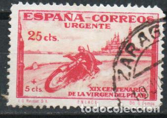 Sellos: 947 (A&Ntilde;O 1939), XIX CENT&ordm; VENIDA DE LA VIRGEN DEL PILAR A ZARAGOZA, URGENTE, MOTORISTA, USADO