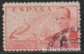 Sellos: EDIFIL 880, JUAN DE LA CIERVA, SU AUTOGIRO (HELICOPTERO) SOBREVOLANDO MADRID, USADO