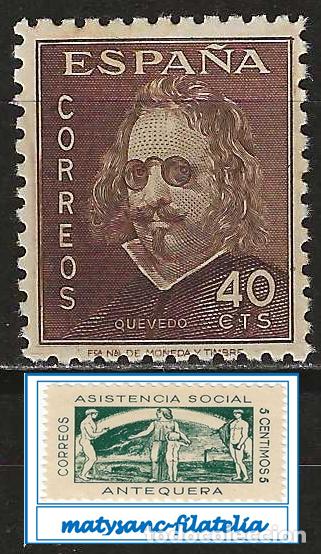 Francobolli: ESPA&Ntilde;A 1945. EDIFIL 989. SERIE COMPLETA &rdquo;III CENTENARIO MUERTE DE QUEVEDO&rdquo;. MNH***