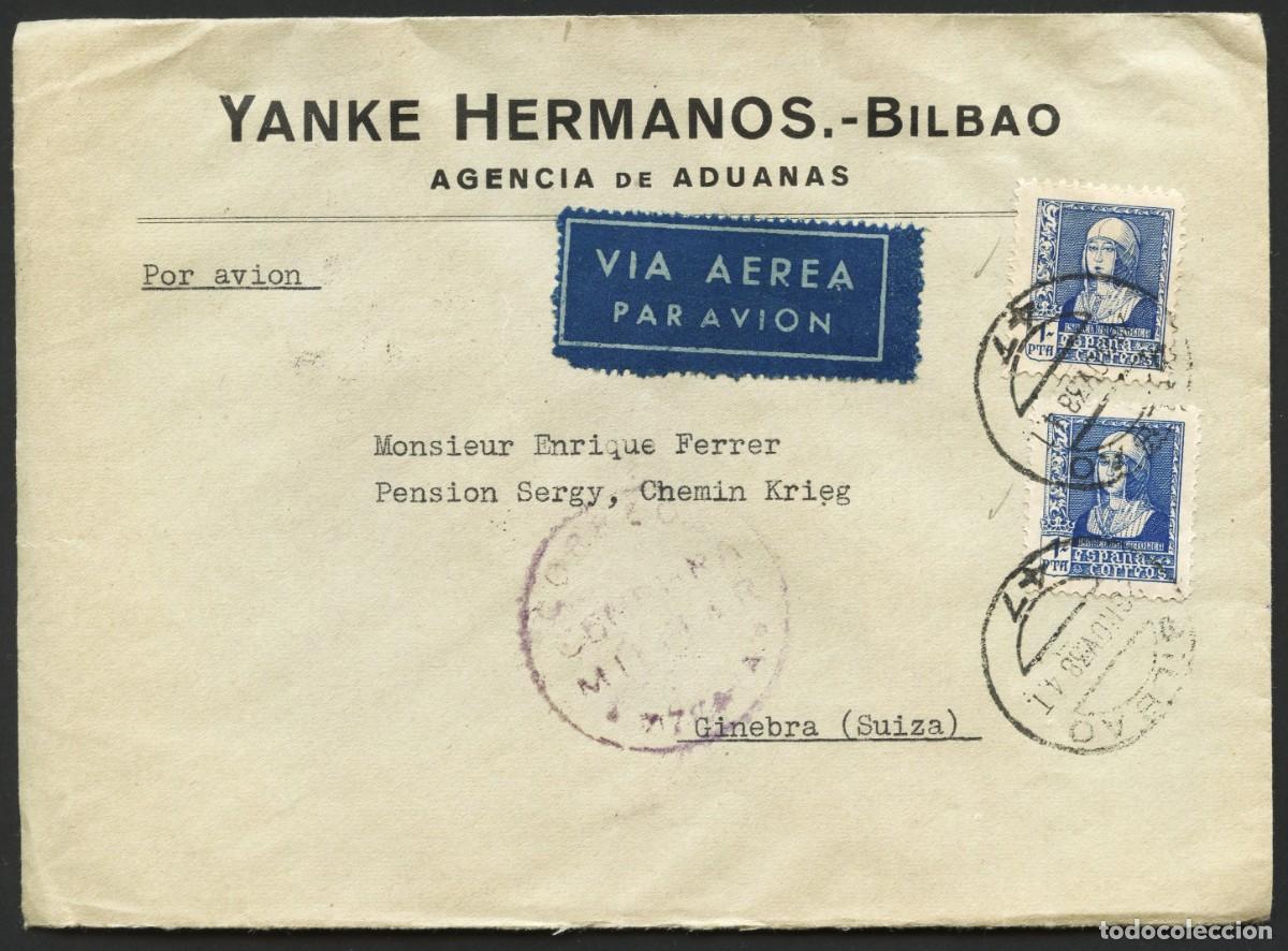 Sellos: GUERRA CIVIL, SOBRE, CORREO A&Eacute;REO, CIRCULADO ESPA&Ntilde;A A SUIZA, 1938, VIA BURGOS