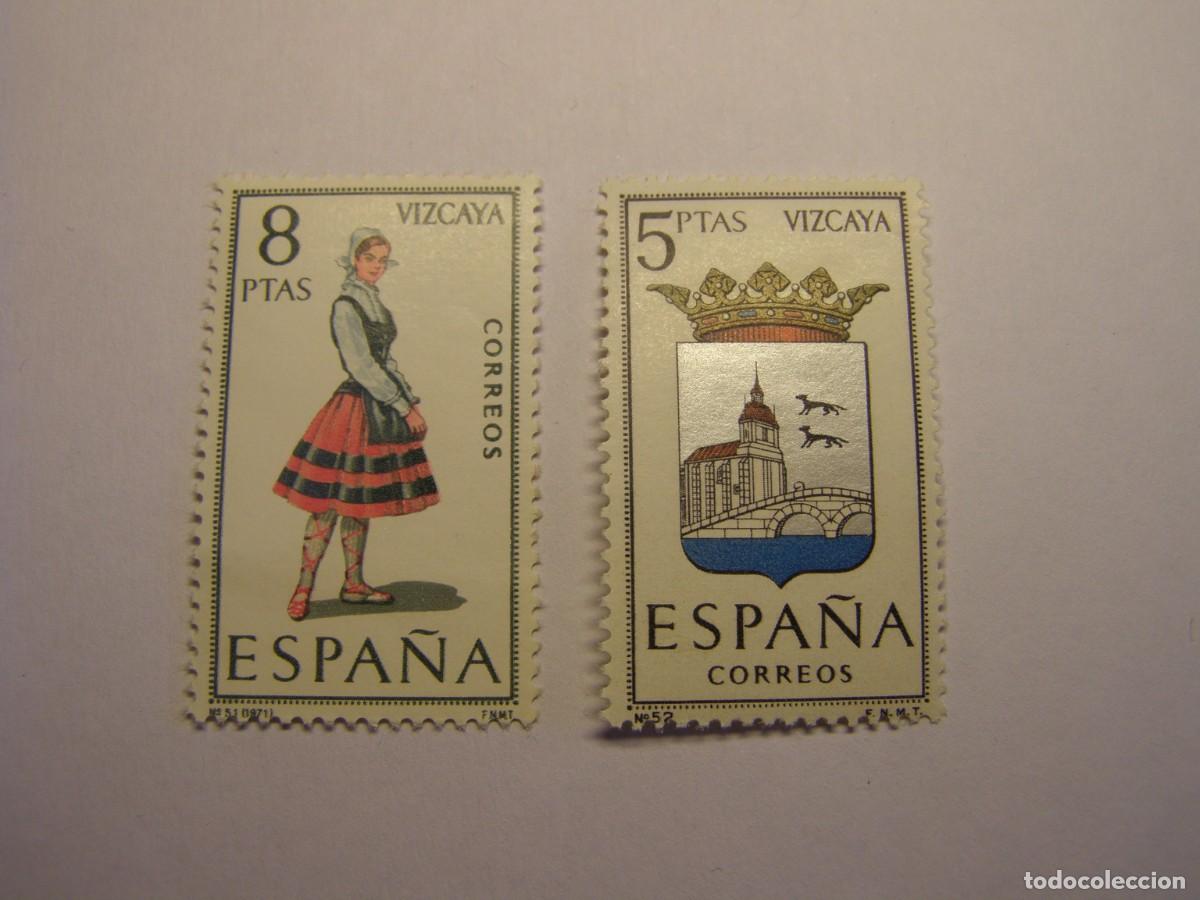 Sellos: Sellos Espa&ntilde;a, escudo y traje regional, nuevos. Vizcaya.