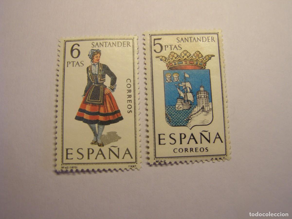 Sellos: Sellos Espa&ntilde;a, escudo y traje regional, nuevos. Santander.