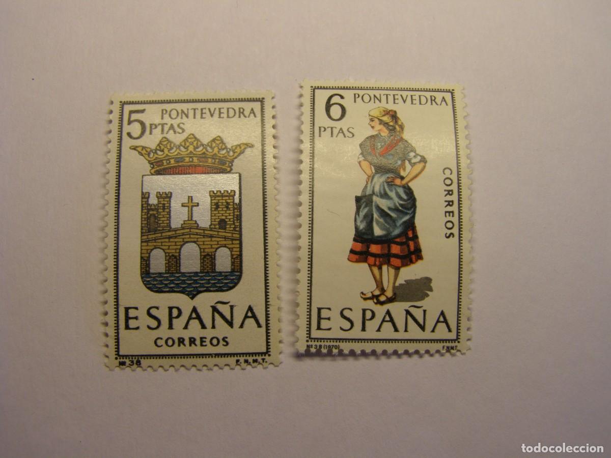 Sellos: Sellos Espa&ntilde;a, escudo y traje regional, nuevos. Pontevedra.