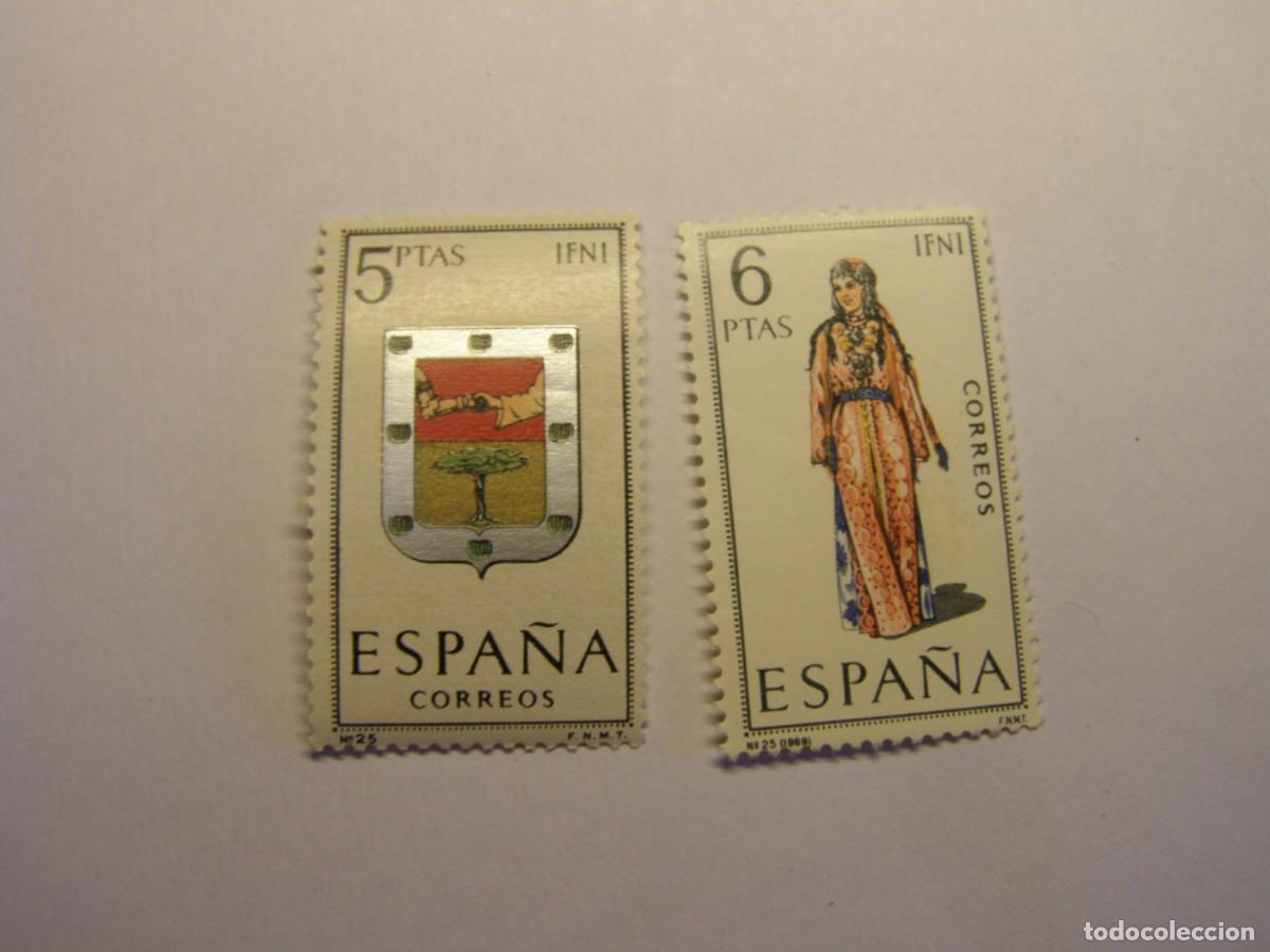 Sellos: Sellos Espa&ntilde;a, escudo y traje regional, nuevos. Ifni.