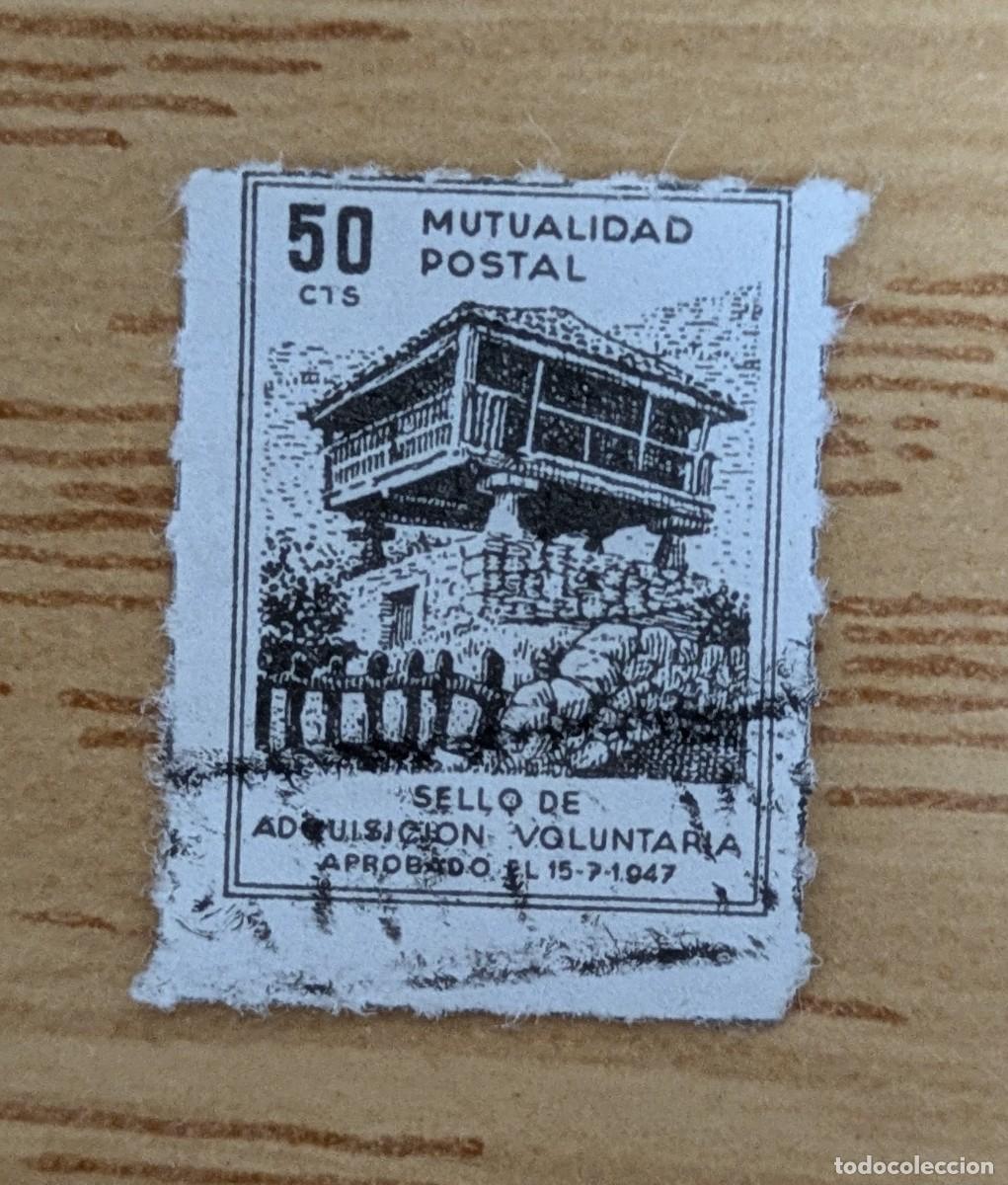Sellos: Vi&ntilde;eta Mutualidad Postal 1947 Sello adquisici&oacute;n voluntaria