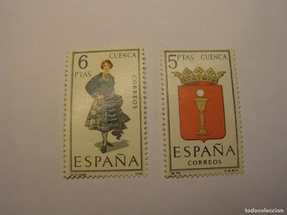 Sellos: Sellos Espa&ntilde;a, escudo y traje t&iacute;pico, Cuenca. Nuevos sin usar.