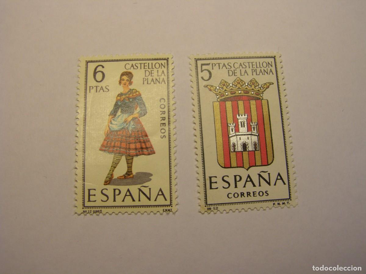 Sellos: Sellos Espa&ntilde;a, escudo y traje t&iacute;pico, Castell&oacute;n de la Plana. Nuevos sin usar.