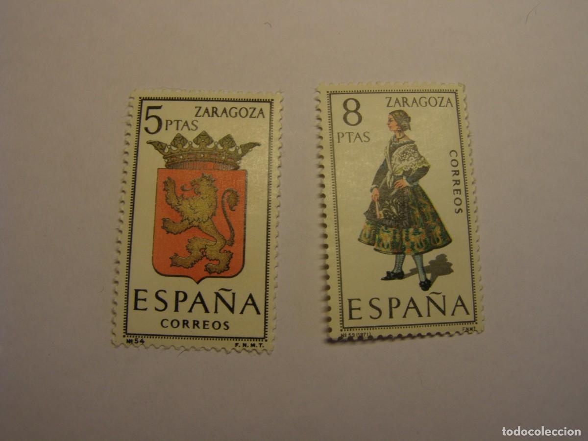 Sellos: Sellos Espa&ntilde;a, escudo y traje t&iacute;pico, Zaragoza. Nuevos sin usar.