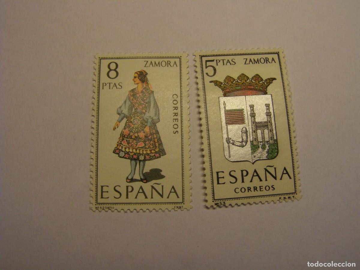 Sellos: Sellos Espa&ntilde;a, escudo y traje t&iacute;pico, Zamora. Nuevos sin usar.