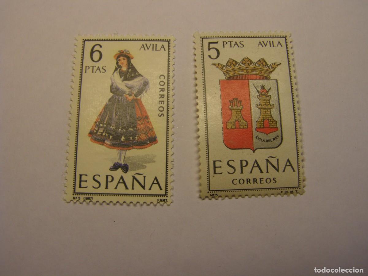 Sellos: Sellos Espa&ntilde;a, escudo y traje t&iacute;pico, &Aacute;vila. Nuevos sin usar.