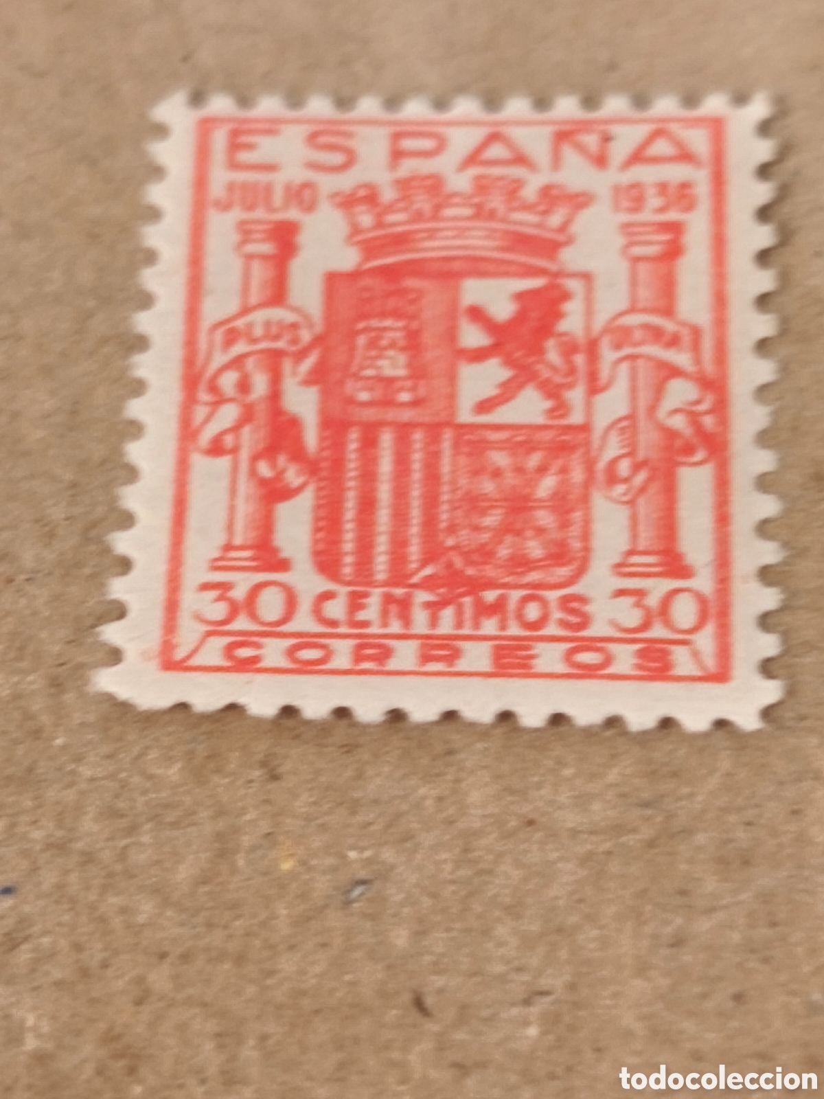 Sellos: Sello del estado espa&ntilde;ol n 801E nuevo con goma** variedad de color muy escaso,30;: cts naranja ver