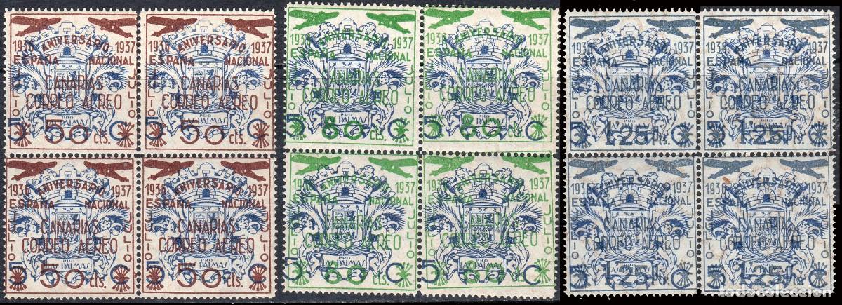 Briefmarken: Espa&ntilde;a - Canarias - Edi ** 31/33 Bl. 4 - 1937 - Habilitados