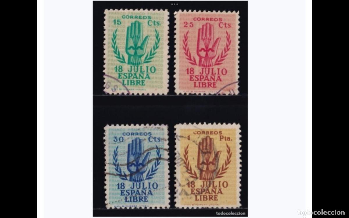 Sellos: ESPA&Ntilde;A-1938-ESTADO ESPA&Ntilde;OL-EDIFIL 851/854- SERIE COMPLETA -CENTRADOS - VALOR CAT. 325&euro;