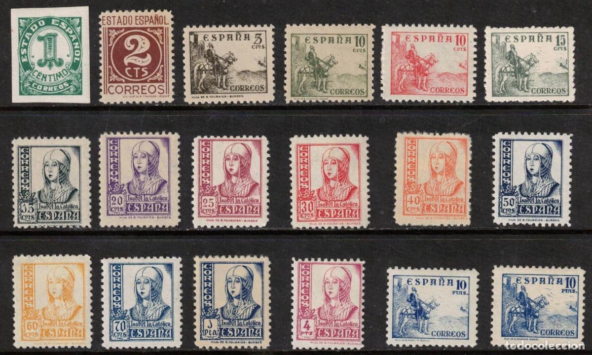 Sellos: ESPA&Ntilde;A SERIE CIFRAS, CID E ISABEL ** 814/831- A&Ntilde;O 1937-1940 - MNH - LUJO