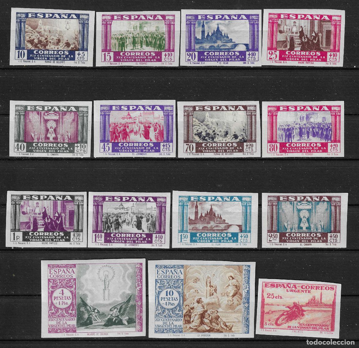 Selos: 1940 VIRGEN DEL PILAR EDIFIL 889/3** SIN FIJASELLOS SIN DENTAR