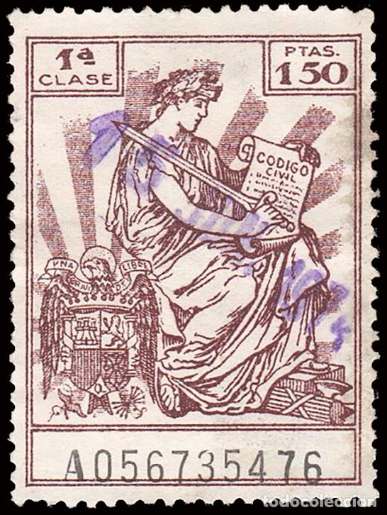 Sellos: Espa&ntilde;a - Fiscales - P&oacute;lizas - Alemany o 692 - 1941/59 - 150 Ptas.