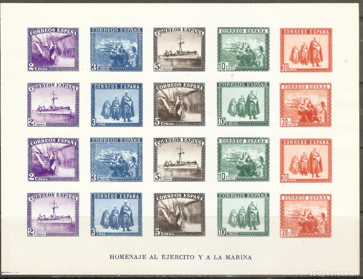 Briefmarken: 1938 HOJITA EJERCITO Y MARINA EDIFIL 850** SIN FIJASELLOS SIN DENTAR