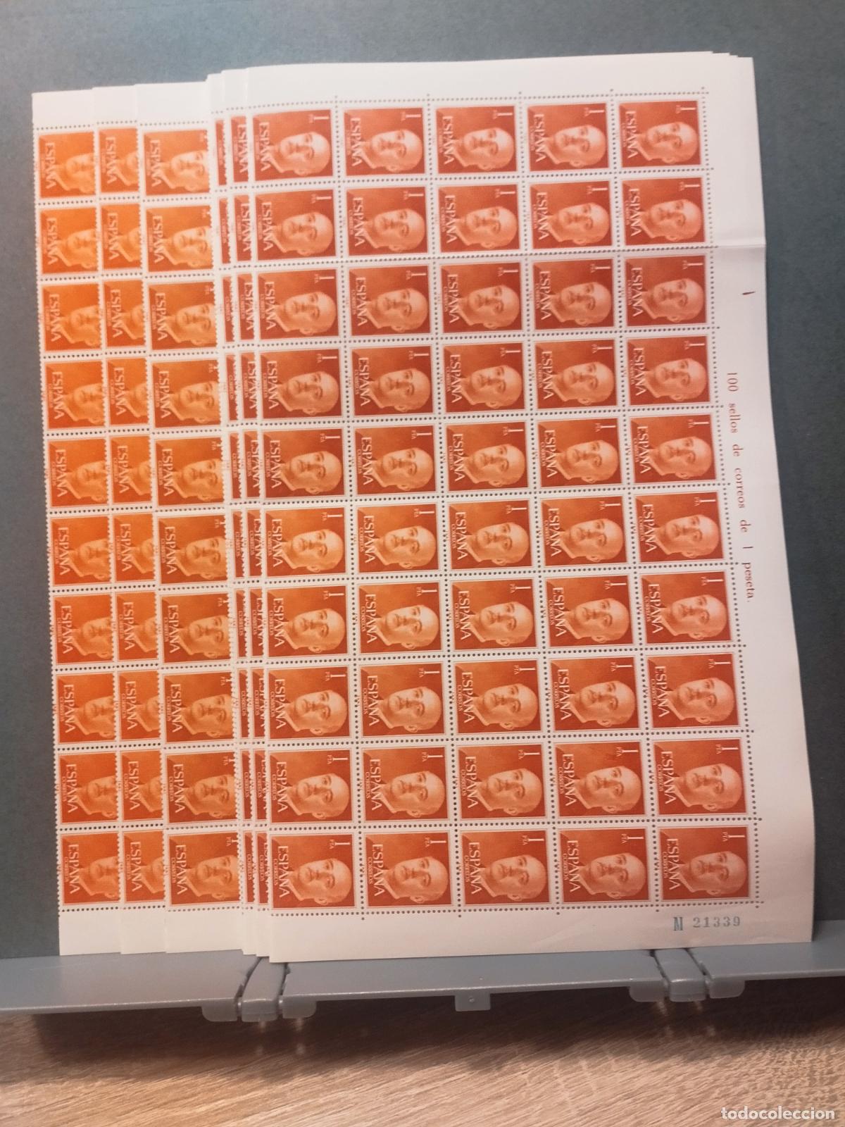 Selos: ESPA&Ntilde;A. EDIFIL 1153. FRANCISCO FRANCO 1 PTA.ROJO ANARANJADO. 800 SELLOS EN PLIEGOS