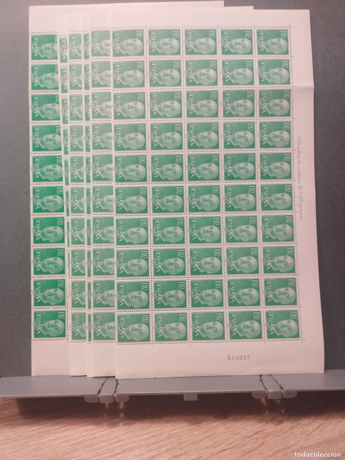Timbres: ESPA&Ntilde;A. EDIFIL 1156. FRANCISCO FRANCO 1,80 PTA. VERDE AMARILLO. 700 SELLOS EN PLIEGOS