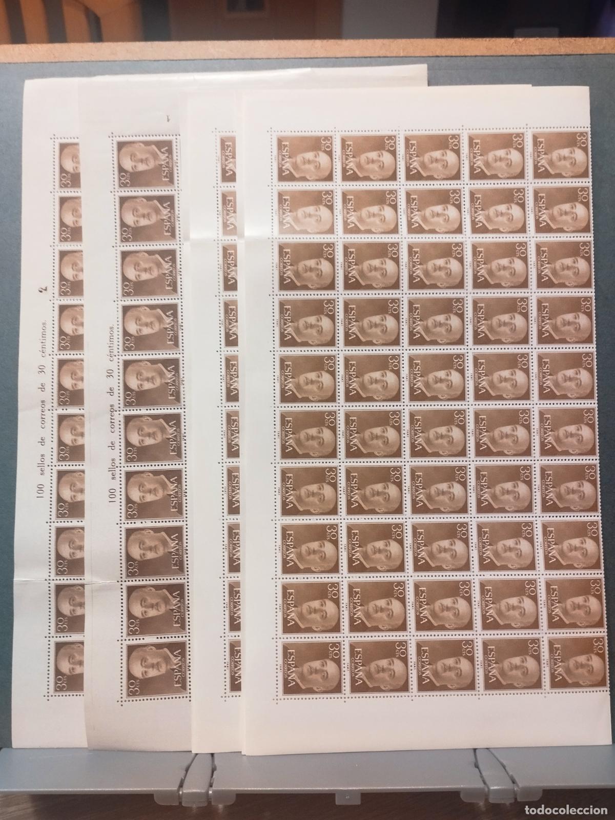 Francobolli: ESPA&Ntilde;A. EDIFIL 1147. FRANCISCO FRANCO. 30 CTS. CASTA&Ntilde;O. 400 SELLOS EN PLIEGOS