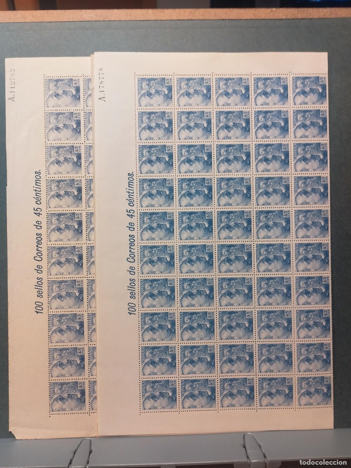 Selos: ESPA&Ntilde;A. EDIFIL 1052. FRANCISCO FRANCO. 45 CTS. AZUL. 200 SELLOS EN PLIEGOS