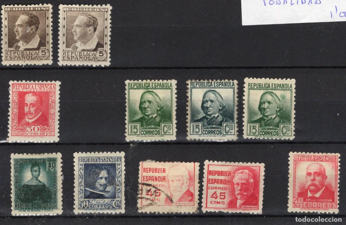 Francobolli: PC587 Sellos Espa&ntilde;a a&ntilde;o 1931/35 variaciones de tonalidad