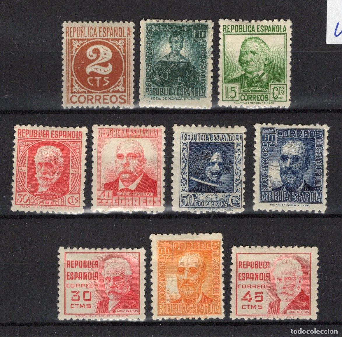 Selos: PC595 Sellos Espa&ntilde;a a&ntilde;o 1936/38 EDIFIL 731/740* sellos originales en NUEVO v.c. 15 &euro;