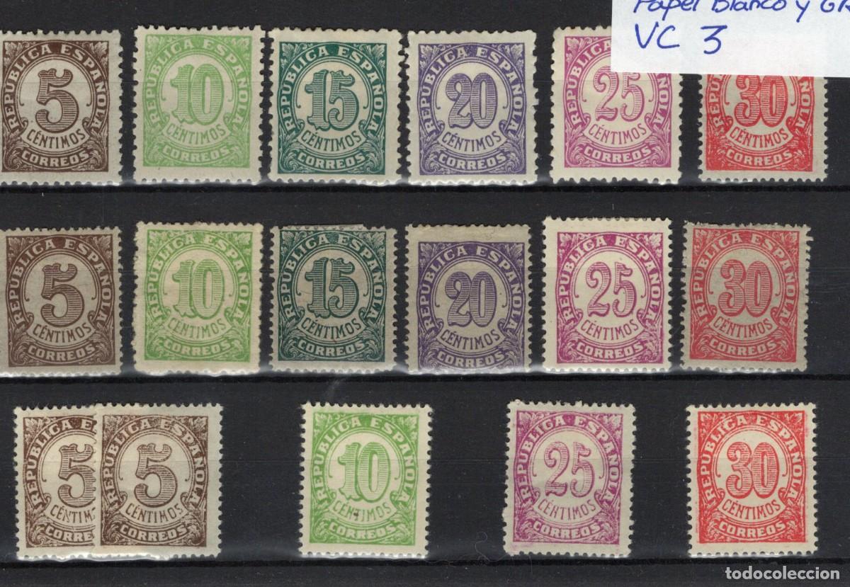 Sellos: PC600 Sellos Espa&ntilde;a a&ntilde;o 1938 EDIFIL 745/750* papel blanco y gris v.c. 3 &euro;