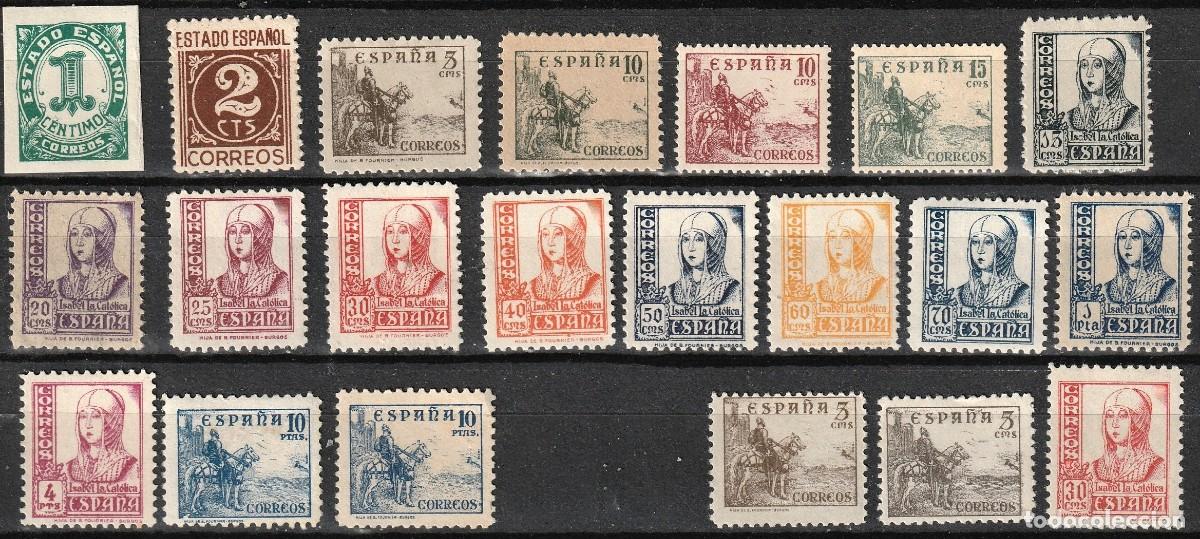 Francobolli: Espa&ntilde;a edf n&ordm;814/31 816A,816B y 823A.Completa.Sellos todos nuevos MNH.Cifras,Cid e Isabel.1937-40.