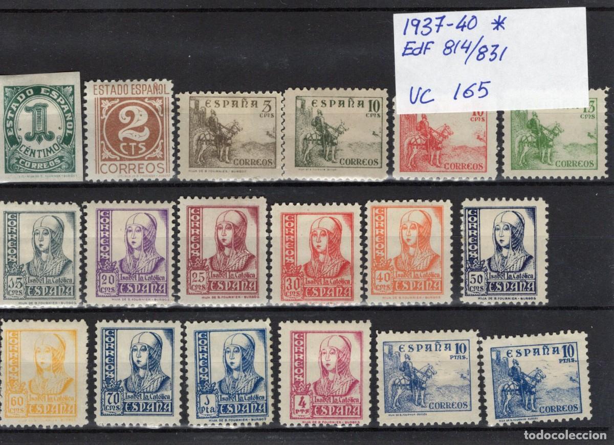 Sellos: PC622 Sellos Espa&ntilde;a a&ntilde;o 1937/40 EDIFIL 814/831* sellos originales en NUEVO v.c. 165 &euro;