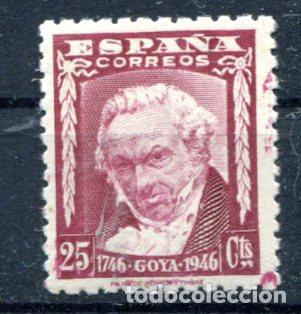 Sellos: Edifil 1005 t. 25 cts Centenario de Goya. Variedad, sin c&iacute;rculo en el adorno. Sin fijasellos.